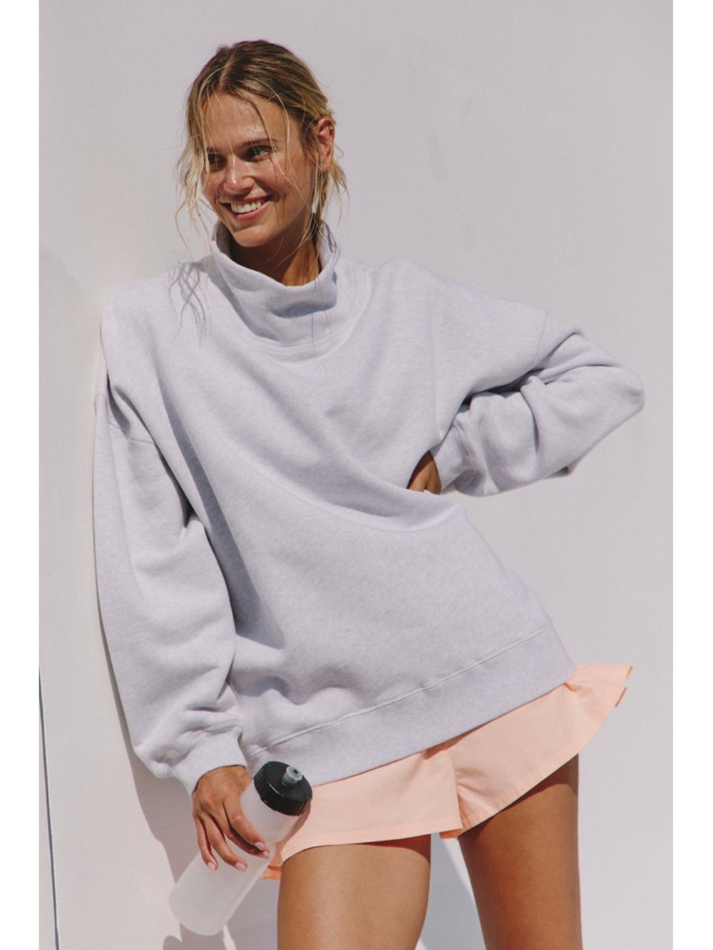 Free People Movement a cut above mock neck pullover sweatshirt in gray